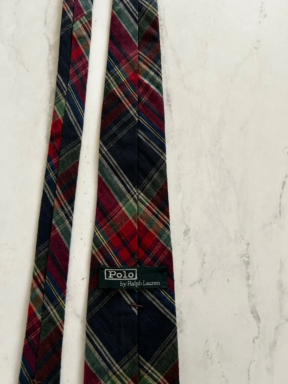 Vintage Ralph Lauren Polo Plaid Tartan 100% Cotton Tie USA 3.25
